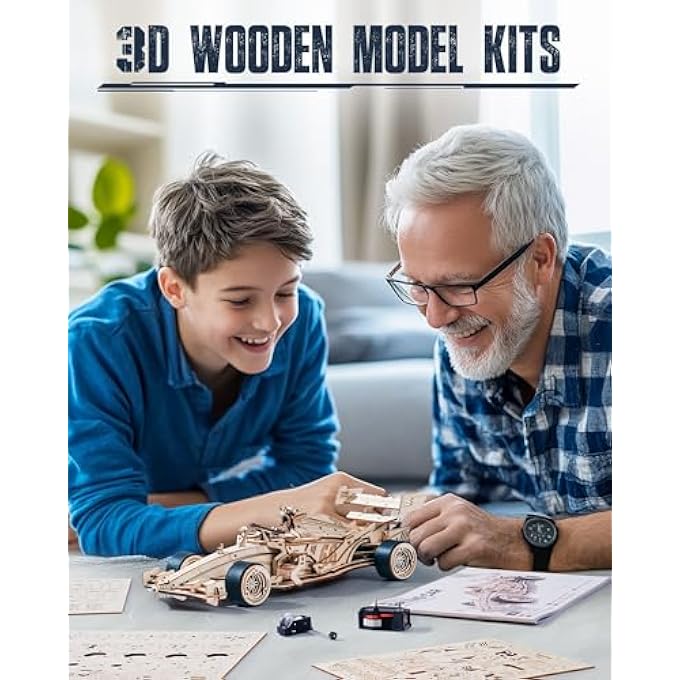 LK505 3D PUZZLE WOODEN PUZZLE ADULT MODEL KIT RACING CAR 5H CONSTRUCTION GIFTS TEENAGER CHILDREN MECHANICAL ROARING MOTOR 8-10 M FORWARD MOVEMENT - Image 3